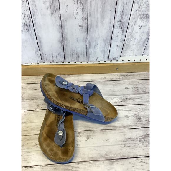 Birkenstock Gizeh Braided Blue Suede T-Strap Sandals – Size 38 - Picture 4 of 6